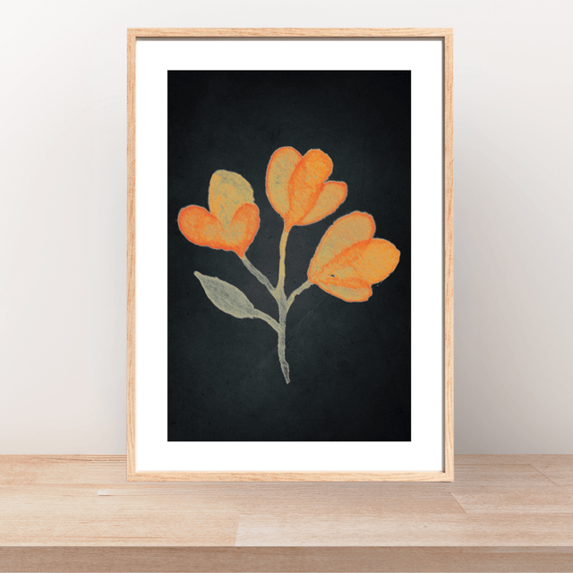 Impression Art Aquarelle de Fleurs Jaunes de Lysimaque - Fond Noir avec Bordure Blanche / Yellow Loosestrife Flowers Watercolor Art Print 