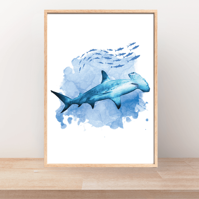 Impression Artistique de Requin-marteau pour les Passionnés de l'Océan / Hammerhead Shark Art Print for Ocean Enthusiasts: Décoration Murale Aquatic