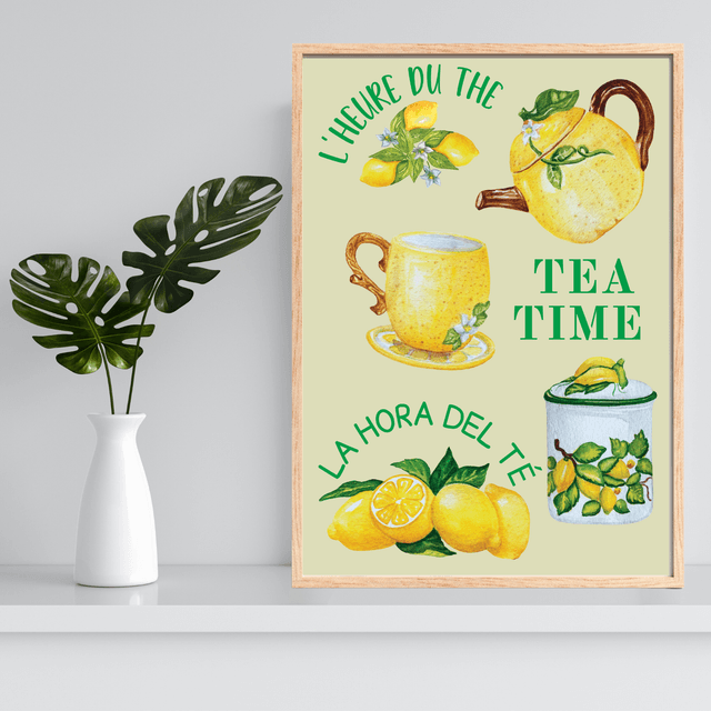 Impression d'Art Typographique 'Lemon Tea Time' - Décoration de Cuisine Conviviale / Lemon Tea Time Typography Art Print - Cozy Kitchen Decor 