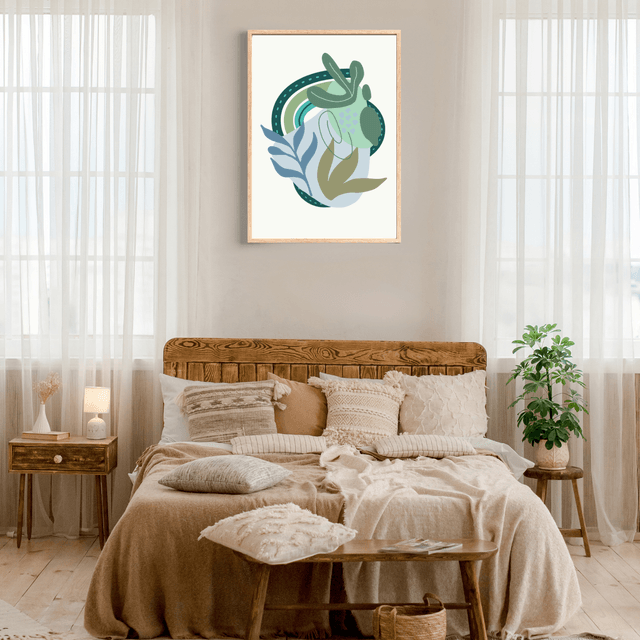 Impression Feuilles Botaniques Vertes Bohème - Art Mural Inspiré par la Nature / Botanical Green Boho Leaves Print - Nature-Inspired Wall Art