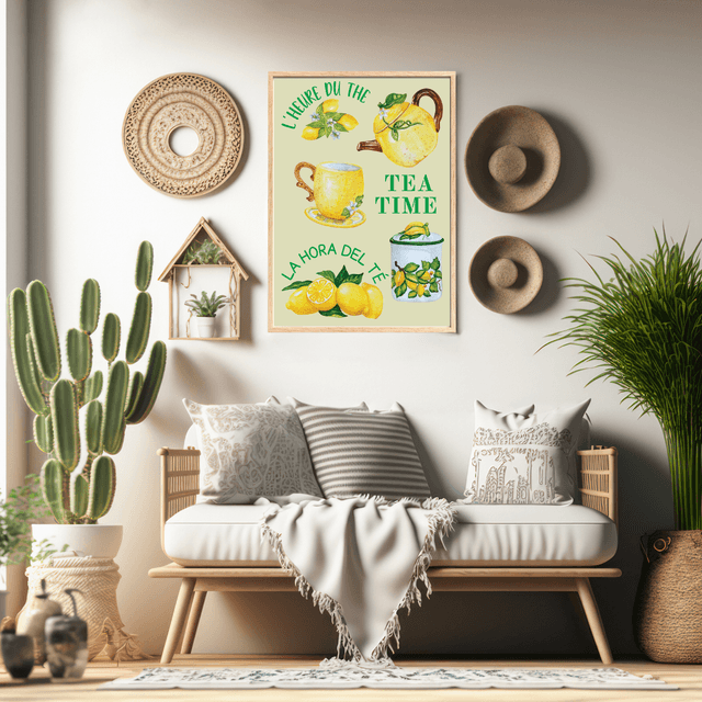 Impression d'Art Typographique 'Lemon Tea Time' - Décoration de Cuisine Conviviale / Lemon Tea Time Typography Art Print - Cozy Kitchen Decor 