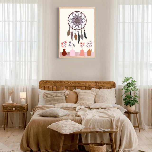Impression Art Attrape-Rêves Bohème - Décoration Murale Mystique  / Boho Dream Catcher Art Print - Mystical Wall Decor