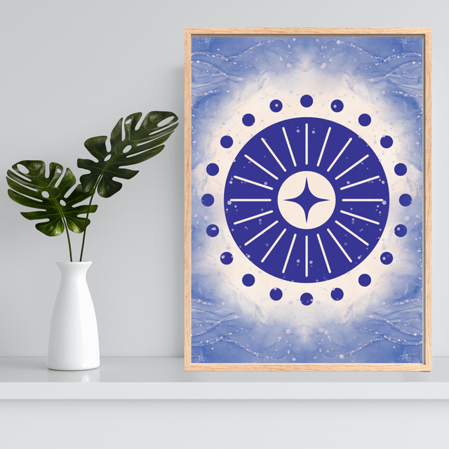 Mystic Radiance Wall Art Print / Affiche Murale Radiance Mystique - Blue Celestial Starburst Boho