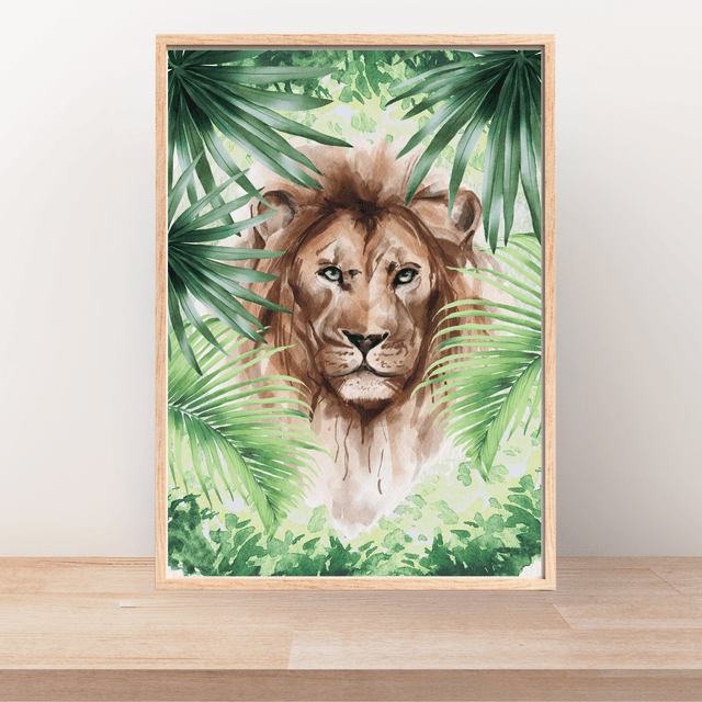 Impression de Lion Rôdant dans les Buissons - Décoration Murale Sauvage / Lion Roaming in the Bushes Print - Wild Wall Decor