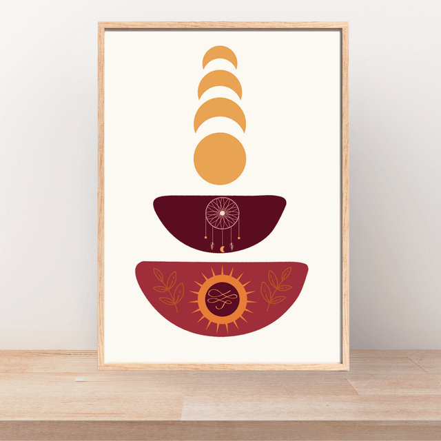 Impression Art Cycle de la Lune Bohème - Décoration Murale Mystique / Boho Moon Cycle Art Print - Mystical Wall Decor