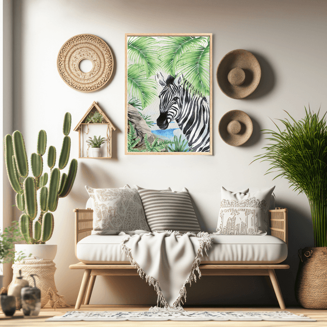Impression de Zèbre au Bord de l'Eau - Décoration Murale Sauvage / Zebra by the Water Art Print - Wild Wall Decor