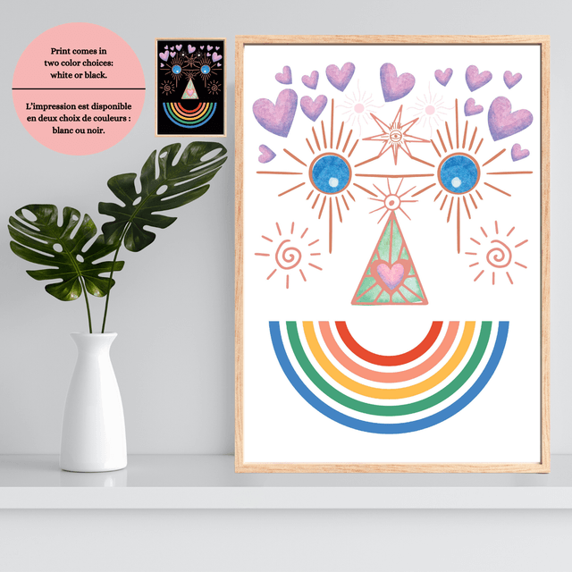 Impression de Sourire Arc-en-ciel - Décoration Murale Vibes Rayonnantes Boho / Boho Rainbow Smile Art Print - Radiant Boho Wall Decor