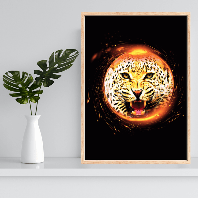Impression Vortex de Léopard - Décoration Murale Faune Sauvage / Leopard Vortex Art Print - Wild Animal Wall Decor