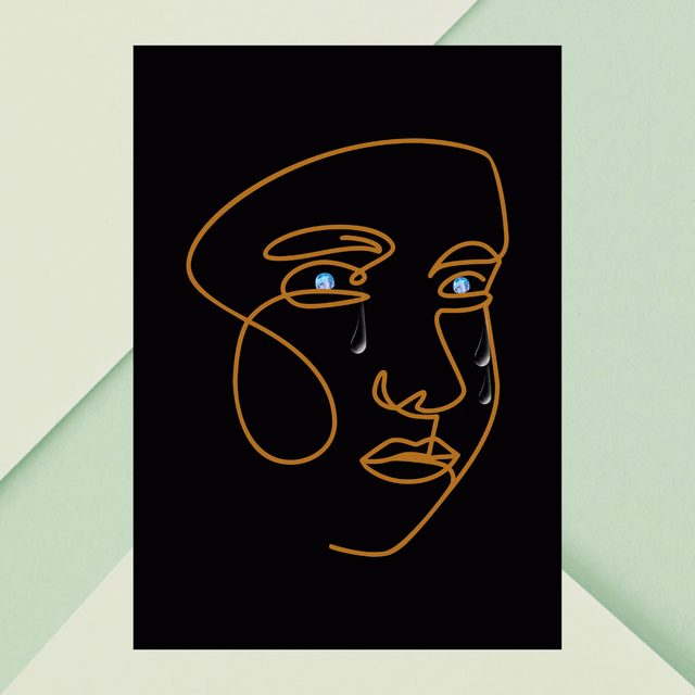 Impressions d'Art Élégantes: Femme avec des Larmes - Décoration Murale Moderne / Elegant Line Art: Woman with Tears - Modern Wall Decor
