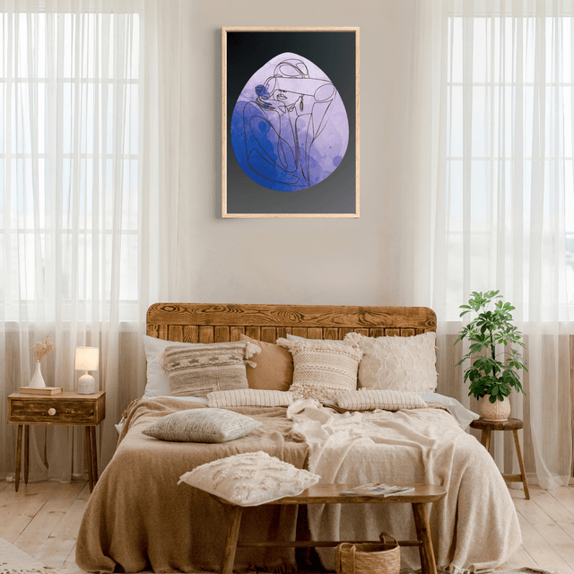 Art Linéaire Féminin Élégant en Violet - Décor Sophistiqué / Elegant Purple Female Line Art - Sophisticated Decor