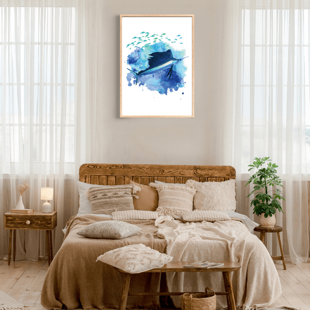Impression Artistique de Marlin Bleu pour les Passionnés de la Mer /  Blue Marlin Art Print for Marine Enthusiasts: Décoration Murale Aquatic