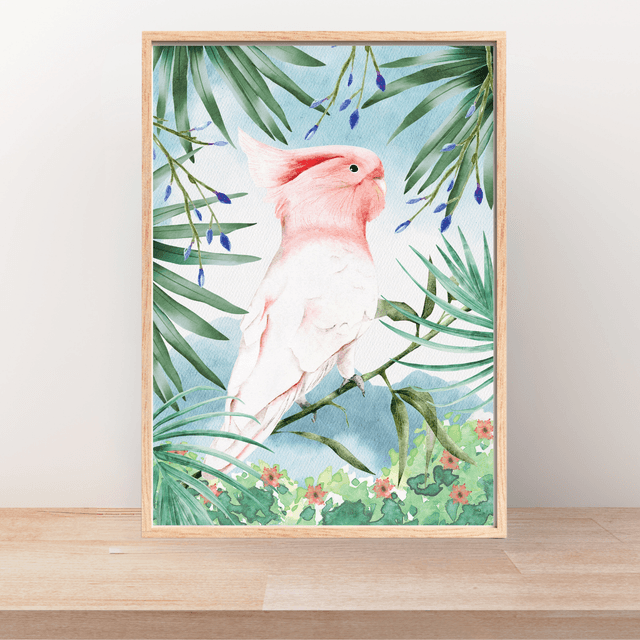 Impression Cacatoès de Leadbeater dans la Forêt Tropicale -  Faune Exotique / Leadbeater's Cockatoo in Tropical Forest Print - Exotic Wildlife 