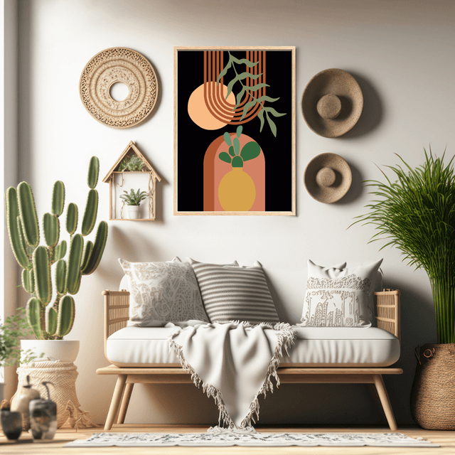 Botanique Moderne – Art Mural Paysage Désertique Abstrait  Boho / Modern Botanical – Abstract Desert Boho Landscape Wall Art