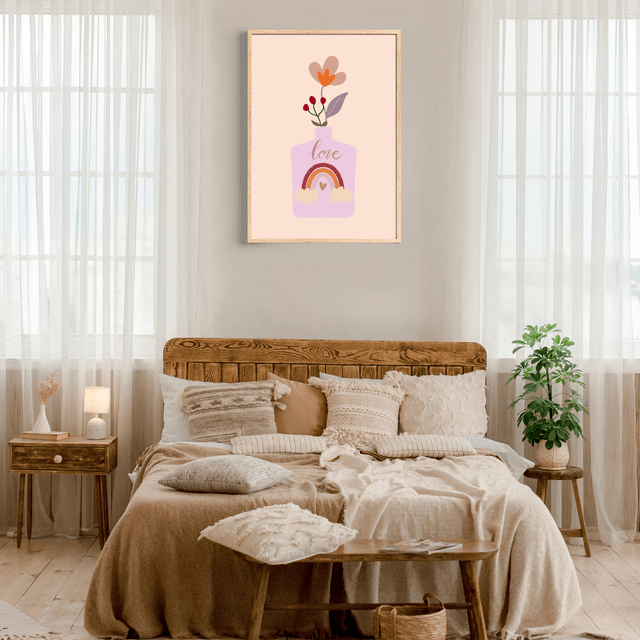 Impression Vase Floral Botanique Bohème - Art Mural Inspiré par la Nature / Botanical Boho Floral Vase Print - Nature-Inspired Wall Art