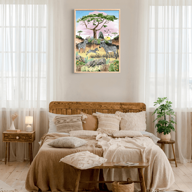 Impression de Zèbres dans la Savane - Décoration Murale Sauvage / Zebras in the Savanna Art Print - Wild Wall Decor