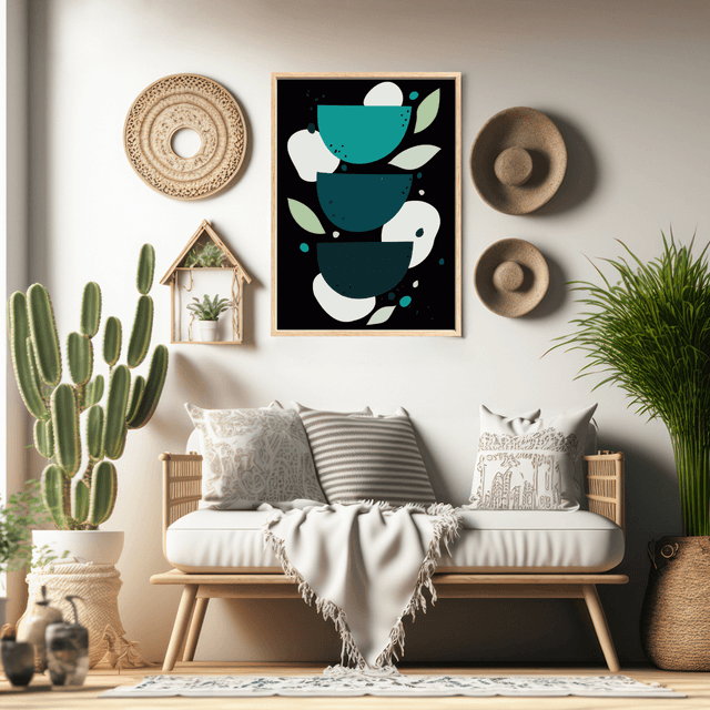 Impression Abstraites Bohèmes de Bols Verts - Décoration Murale Moderne / Green Bowls Boho Abstract Prints - Modern Wall Decor