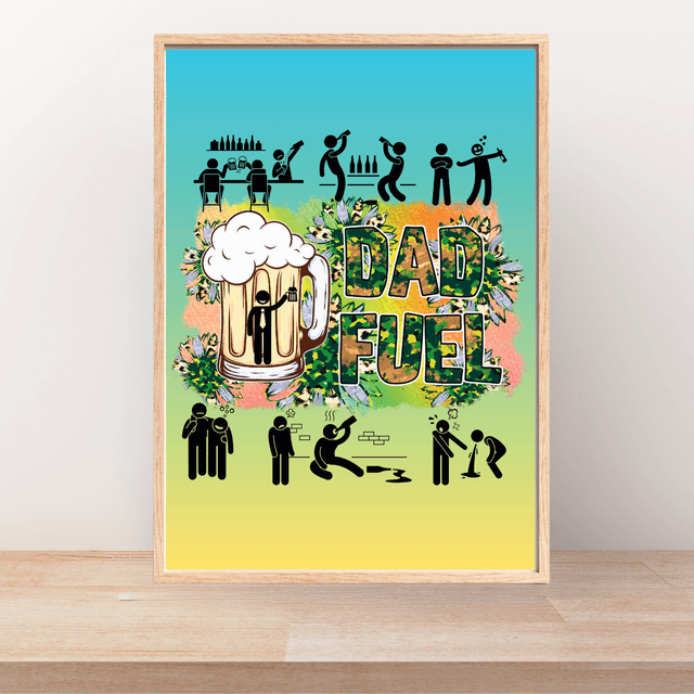 Carburant de Papa : Croquis d'une Soirée Arrosée - Décoration Murale Humoristique / Dad's Fuel: Night Out Sketch Print - Humorous Wall Decor
