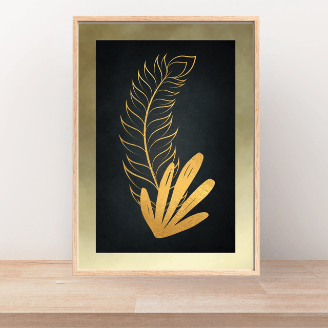 Impression Feuille Tropicale Botanique Dorée - Décoration Murale Exotique / "Gold Botanical Tropical Leaf Print - Exotic Wall Decor