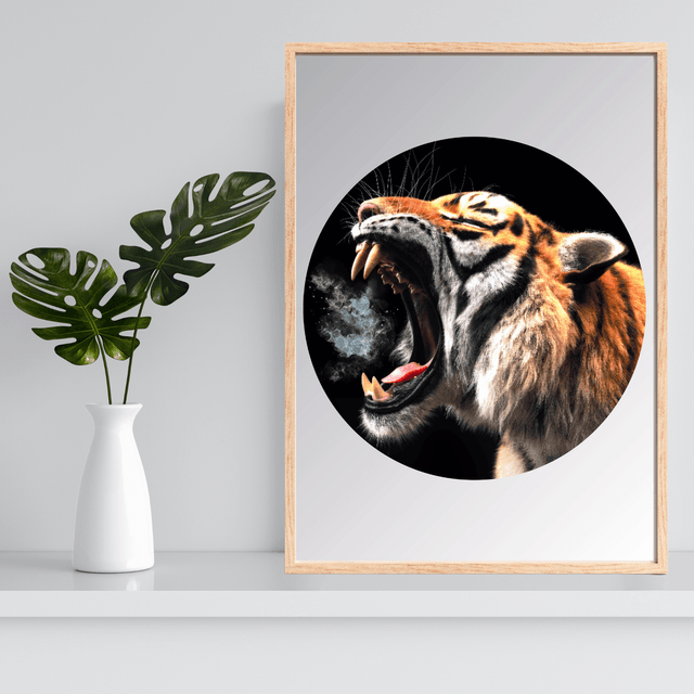 Impression Rugissement de Tigre - Décoration Murale Faune Sauvage / Tiger Roar Art Print - Wild Animal Wall Decor