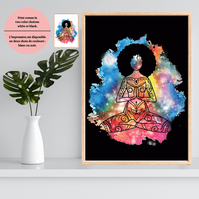 Illustration Femme dans une Zone de Méditation - Art Mural Spirituel / Calm Female Meditation Zone Illustration - Spiritual Wall Art