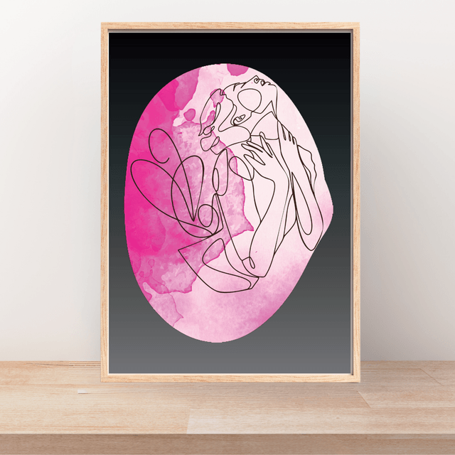 Impression Art Linéaire Féminin Élégant en Rose - Décor Sophistiqué /Elegant Pink Female Line Art Print - Sophisticated Decor
