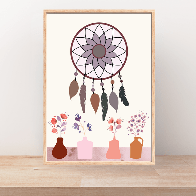 Impression Art Attrape-Rêves Bohème - Décoration Murale Mystique  / Boho Dream Catcher Art Print - Mystical Wall Decor