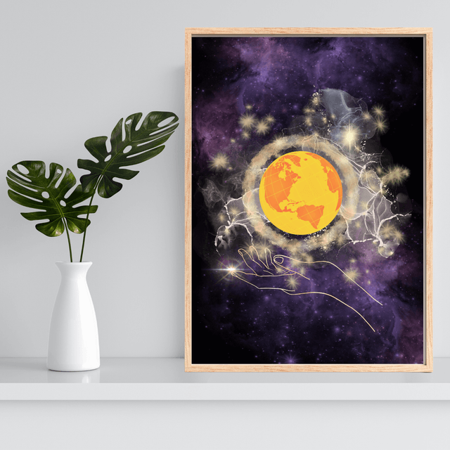 Impression du Monde dans la Main - Décoration Murale Inspirante / World in Hand Print - Inspirational Wall Decor