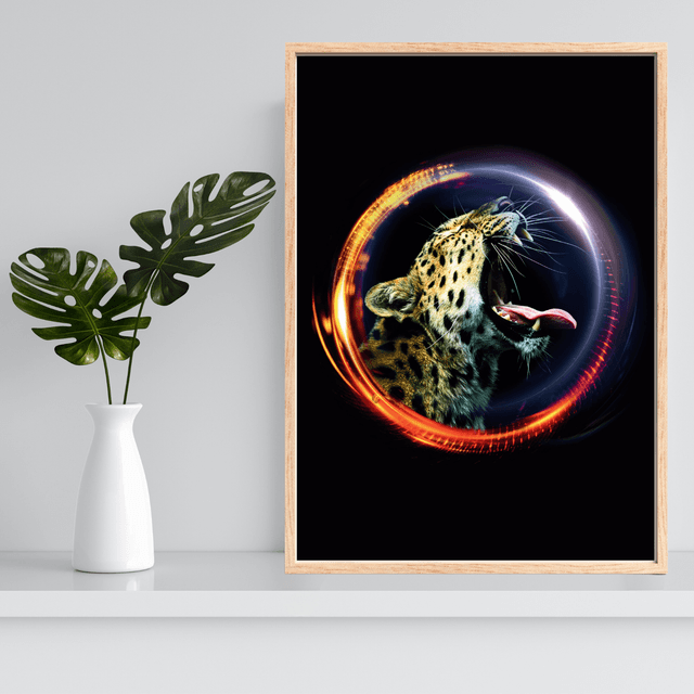 Impression Rugissement de Léopard - Décoration Murale Faune Sauvage / Leopard Roar Art Print - Wild Animal Wall Decor