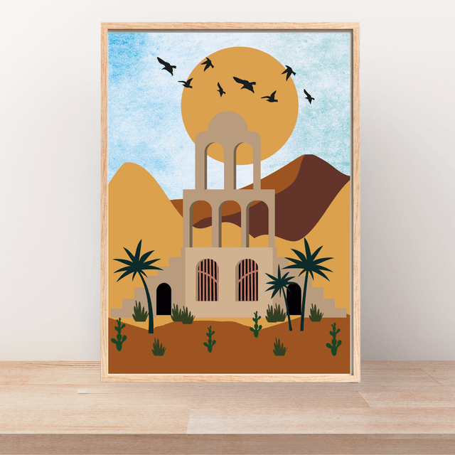 Impression d'Oasis du Désert - Décoration Murale Paysage Pittoresque / Desert Oasis Art Print – Scenic Landscape Wall Decor