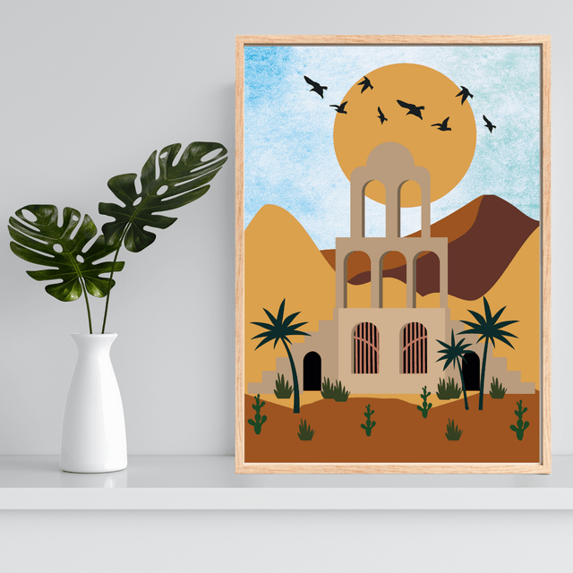 Impression d'Oasis du Désert - Décoration Murale Paysage Pittoresque / Desert Oasis Art Print – Scenic Landscape Wall Decor
