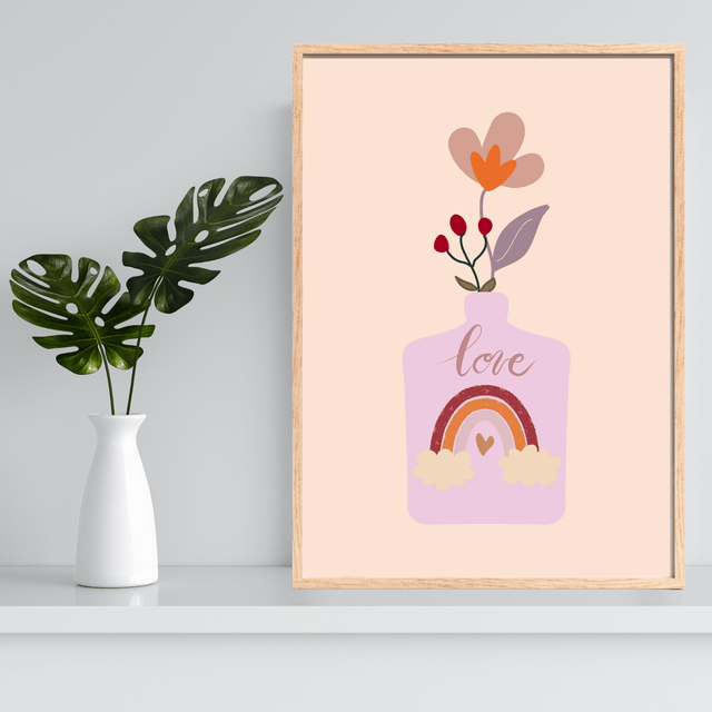 Impression Vase Floral Botanique Bohème - Art Mural Inspiré par la Nature / Botanical Boho Floral Vase Print - Nature-Inspired Wall Art