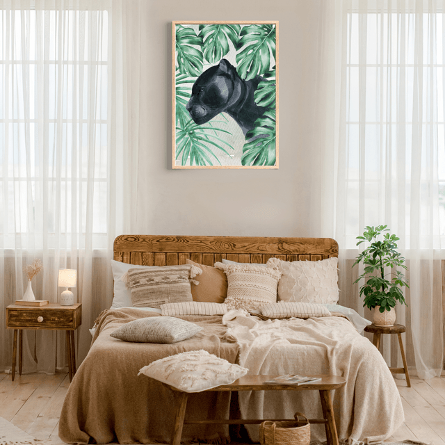 Impression de Panthère Marchant à travers la Jungle - Décoration Murale Sauvage / Panther Strolling Through the Jungle Print - Wild Wall Decor