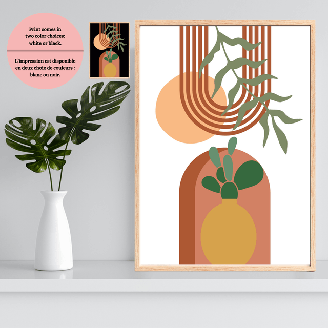 Botanique Moderne – Art Mural Paysage Désertique Abstrait  Boho / Modern Botanical – Abstract Desert Boho Landscape Wall Art
