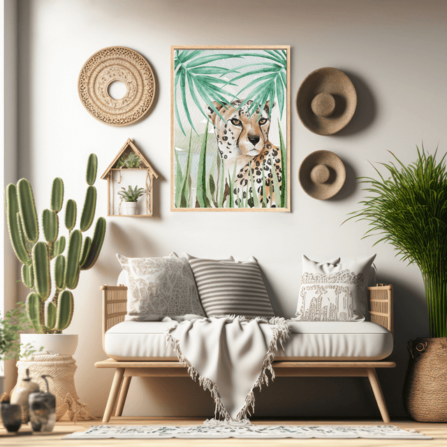 Impression de Guépards dans l'Herbe de la Savane - Décoration Murale Sauvage / Savannah Cheetahs Print - Wild Wall Decor