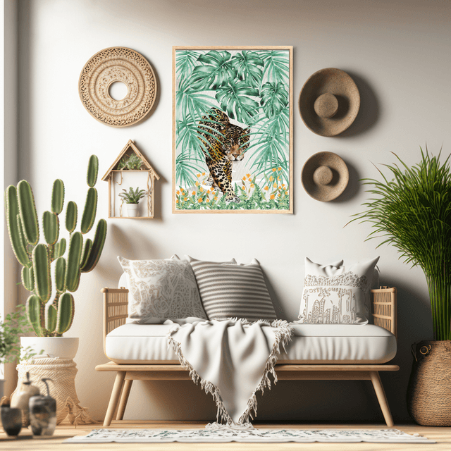 Impression Jaguar Rôdant dans la Jungle - Décoration Murale Sauvage / Jaguar Roaming in the Jungle Print - Wild Wall Decor