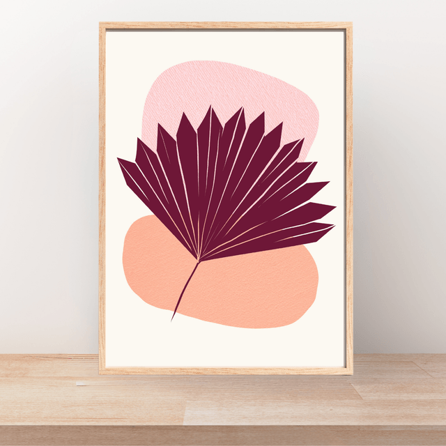 Impression Feuille Bohème Botanique Rouge Bourgogne - Décoration Murale Élégante+,;!