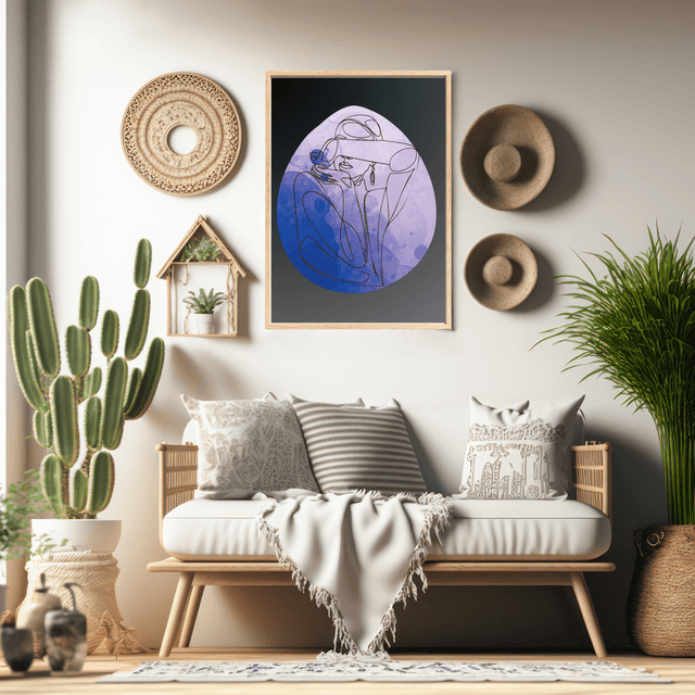 Art Linéaire Féminin Élégant en Violet - Décor Sophistiqué / Elegant Purple Female Line Art - Sophisticated Decor