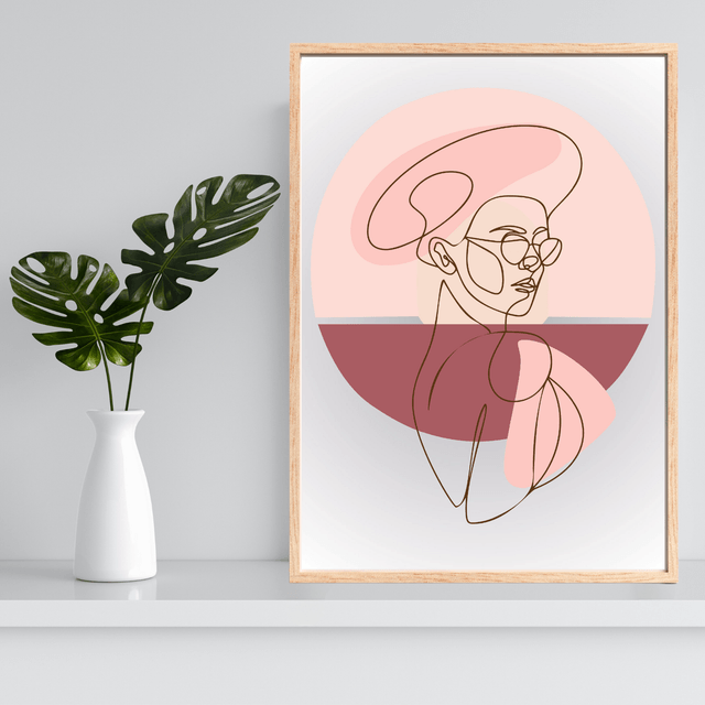 Illustration de Dessin Linéaire Élégante et Féminine - Art Mural Sophistiqué  / Elegant Feminine Line Drawing Illustration - Sophisticated Wall Art 