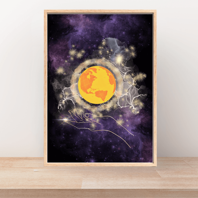 Impression du Monde dans la Main - Décoration Murale Inspirante / World in Hand Print - Inspirational Wall Decor