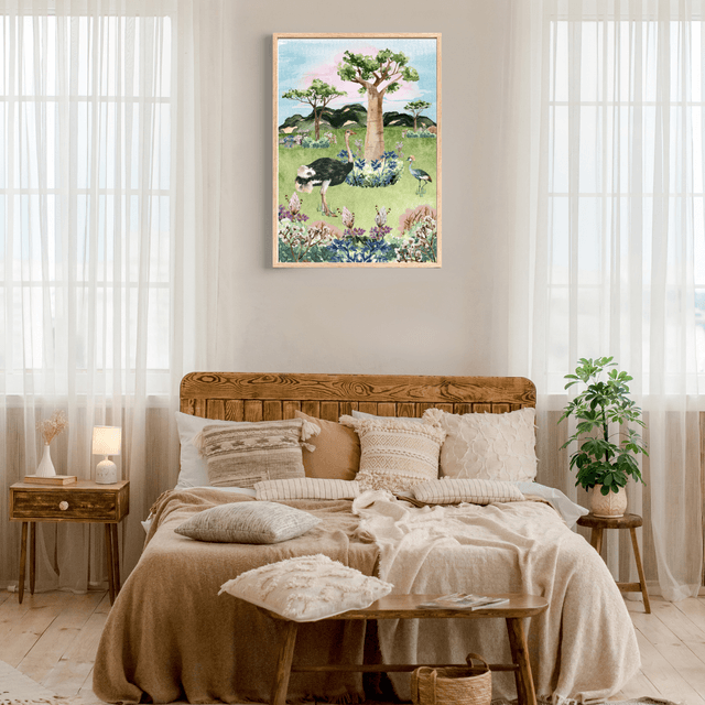 Impression d'Autruches dans la Savane Africaine - Art Majestueux de la Faune / Ostriches in the African Savannah Print - Majestic Wildlife Art 
