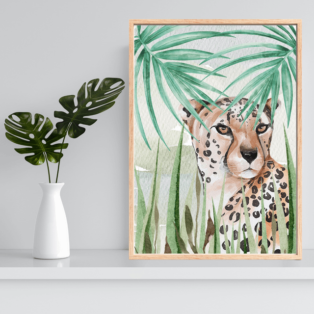 Impression de Guépards dans l'Herbe de la Savane - Décoration Murale Sauvage / Savannah Cheetahs Print - Wild Wall Decor