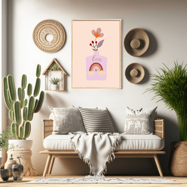 Impression Vase Floral Botanique Bohème - Art Mural Inspiré par la Nature / Botanical Boho Floral Vase Print - Nature-Inspired Wall Art