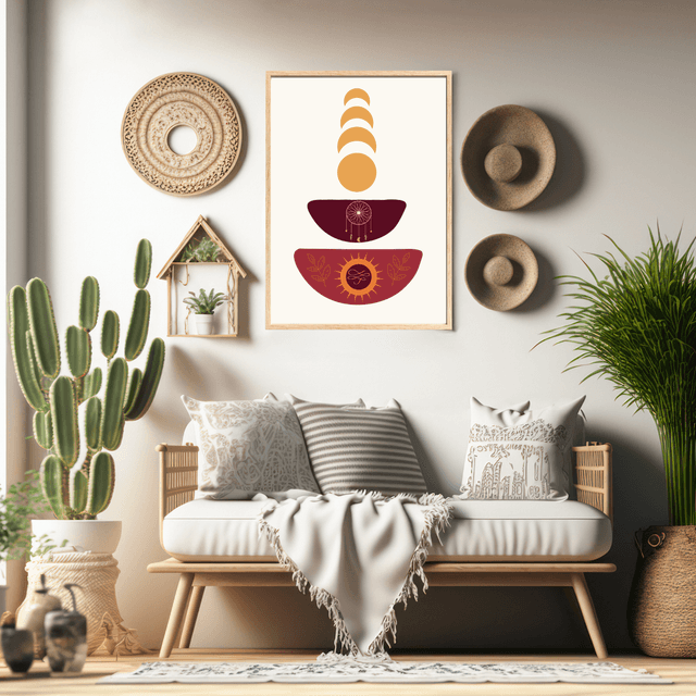 Impression Art Cycle de la Lune Bohème - Décoration Murale Mystique / Boho Moon Cycle Art Print - Mystical Wall Decor