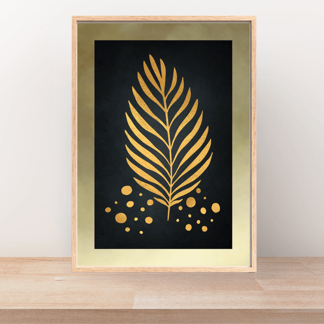 Impression Feuille Botanique Dorée - Décoration Murale Élégante / Gold Botanical Leaf Print - Elegant Wall Decor