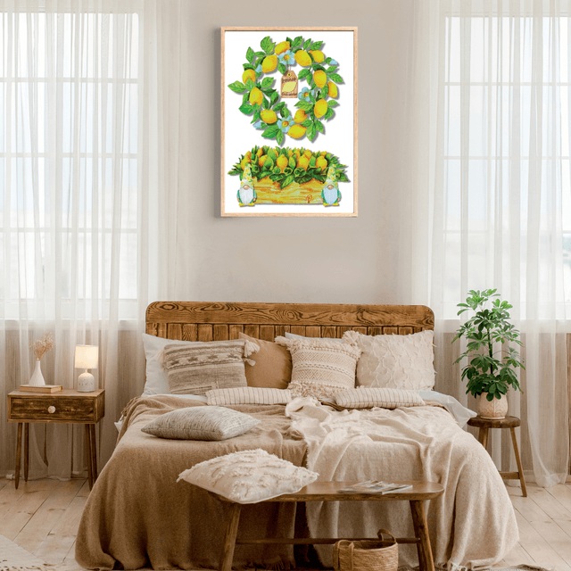 Impression d'Art Jardin de Gnomes Citron - Décoration Fantaisiste  / Lemon Gnomes Garden Art Print - Whimsical Home Decor