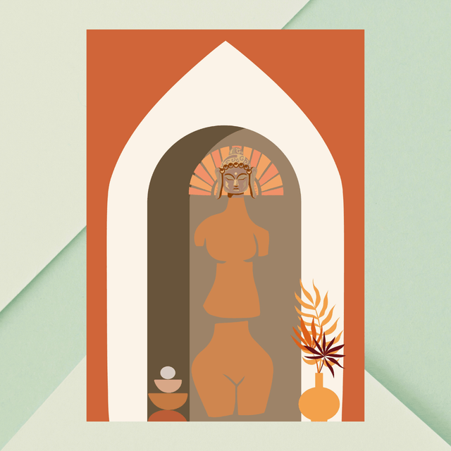 Impression d'Art Corps Féminin en Argile Bohème / Boho Female Clay Body Art Print – Minimalist Natural 