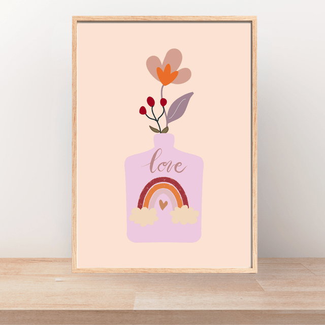 Impression Vase Floral Botanique Bohème - Art Mural Inspiré par la Nature / Botanical Boho Floral Vase Print - Nature-Inspired Wall Art