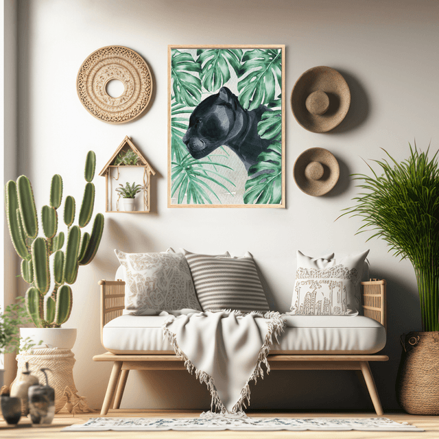 Impression de Panthère Marchant à travers la Jungle - Décoration Murale Sauvage / Panther Strolling Through the Jungle Print - Wild Wall Decor