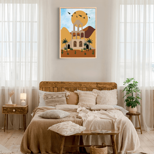 Impression d'Oasis du Désert - Décoration Murale Paysage Pittoresque / Desert Oasis Art Print – Scenic Landscape Wall Decor