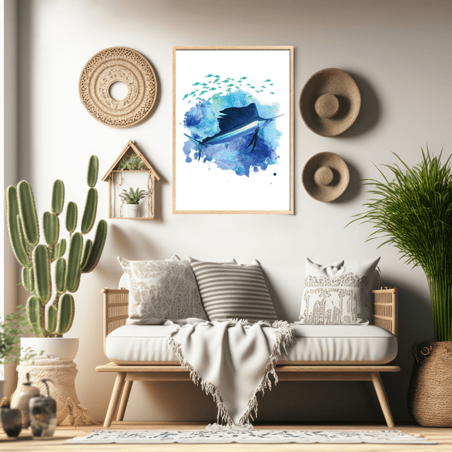 Impression Artistique de Marlin Bleu pour les Passionnés de la Mer /  Blue Marlin Art Print for Marine Enthusiasts: Décoration Murale Aquatic